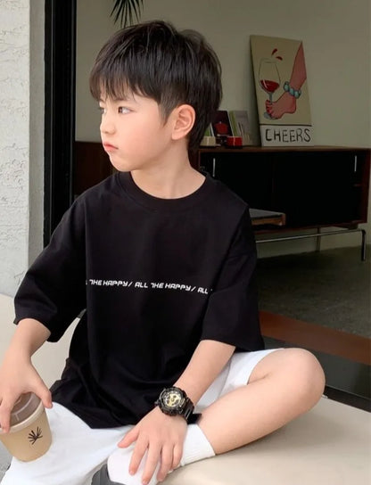 2026 New Boys' Summer 100% Cotton T-Shirt Loose Fit Short Sleeve Baby Top for Kids Stylish Trendy Kids' Clothing