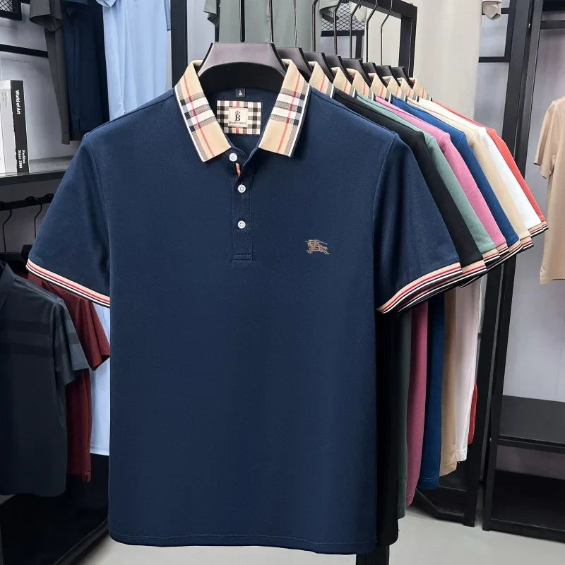Designer brand men's short sleeve polo shirt new embroidery silky cotton breathable summer Korean fashion casual Paul T-shirt
