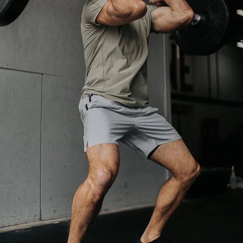 Men's Compression Shorts Quick Dry Elastic Baselayer Summer Gym Running Basketball Fitness Training Casual Sport Quarter Pants