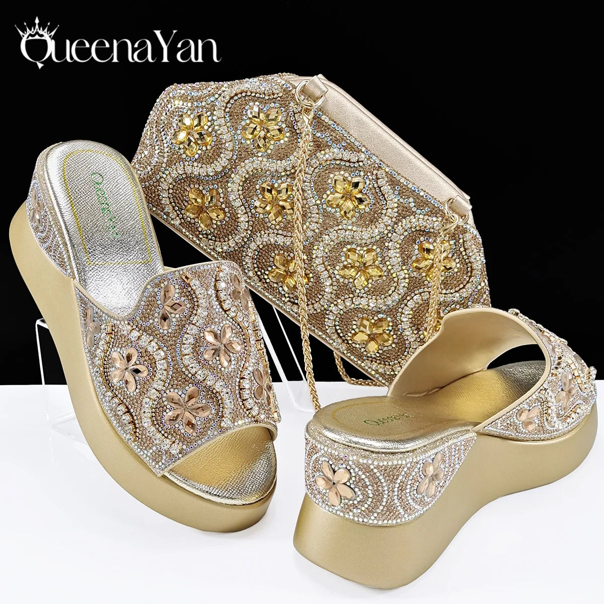 High Quality 2025 Newst Hot Selling Open Toe Slingback Sandals with Bag Set in Green Color For Women Wedding Party