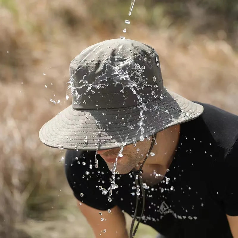 Waterproof Fisherman Hat Outdoor Summer Sun Anti UV Protection Breathable Mesh Camping Hiking Mountaineering Caps Mens Women