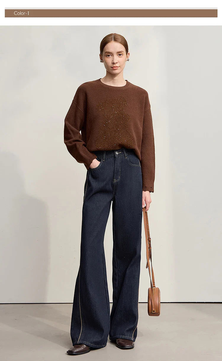 Jeans Pants For Woman 2025 Winter New Cotton Warm Medium And Low Waist Pants Wide Leg Loose Denim Trousers Women 12544157
