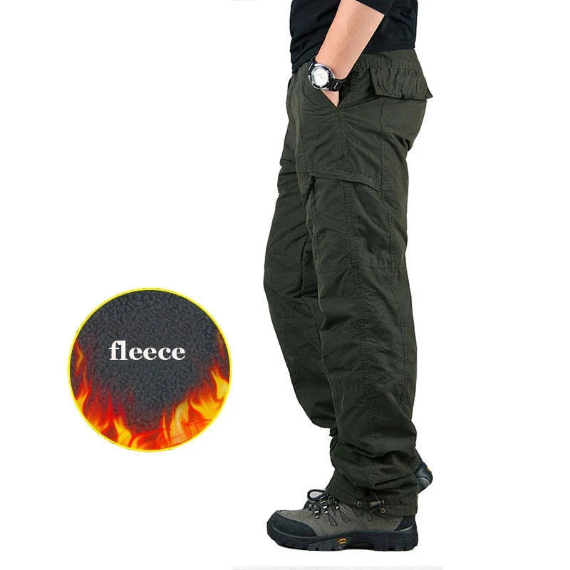 Tactical Fleece Pants Men Winter Outdoor Work Cargo Trousers Thicken Warm Baggy Long Trousers Male Multi-pocket Tactical Pants