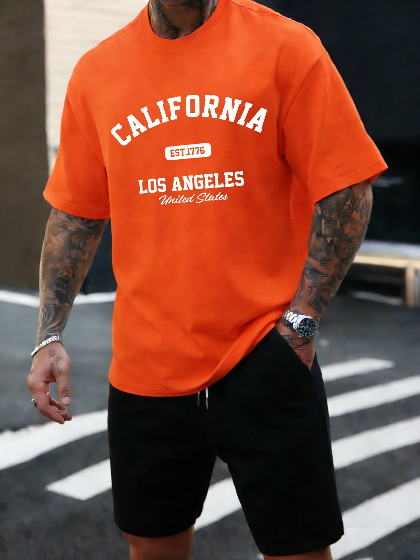 California Los Angeles Est 1776 Men T Shirts Retro Fashion Soft Short Sleeve Summer Comfortable T-Shirt Unisex Cotton Loose Top