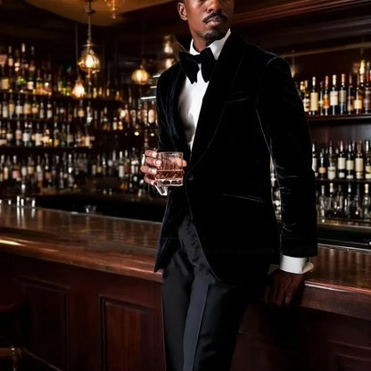 Men's Gold Velvet Tuxedo Blazer Shawl Lapel One Button Formal Jacket Fashion Slim Fit Wedding Prom Party Suit Coat
