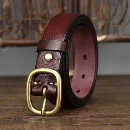 2.8CM Ladies Thick Cowhide Copper Buckle Genuine Leather Jeans Belt Women High Quality Retro Luxury Cintos Female Waistband