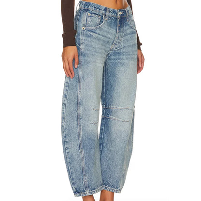Women's Relaxed-Fit Denim Curved Pants