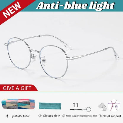High Quality Round Ultra-light ALL Titanium Eyeglass Frames Women Myopia  Prescription Eyewear Reading Glasses 30821