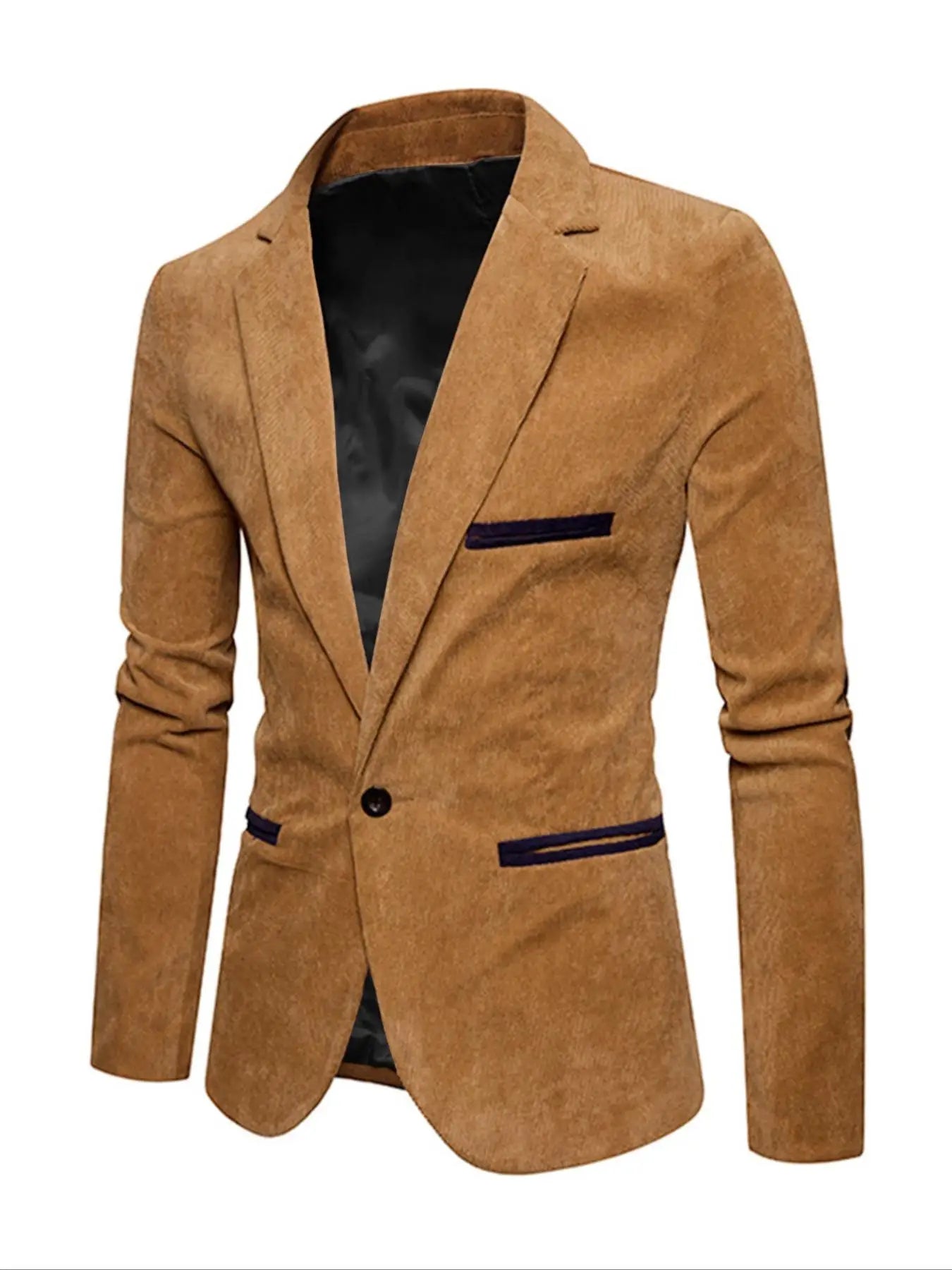 Men's Corduroy Blazer Jacket Medium Thick Business Suit Spring & Fall Season Fitted Design Woven Fabric Style