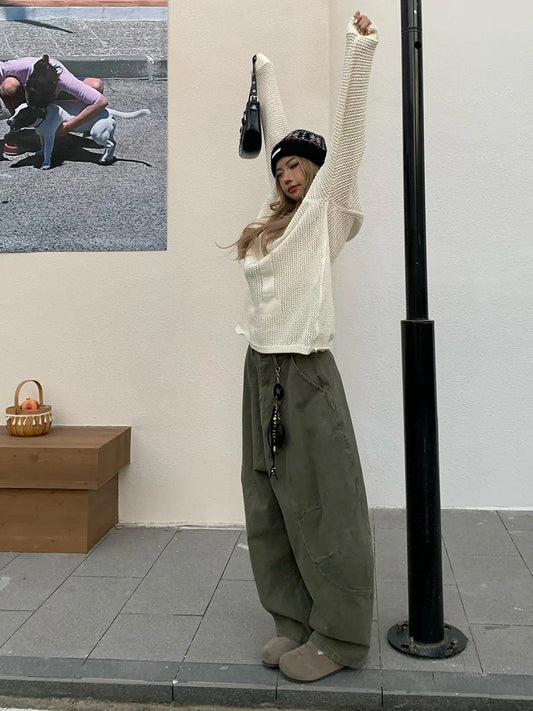 Y2k Trendy Barrel Baggy Jeans Boyfriend Retro Low Rise Wide Leg Stitch Decor Denim Pants Women Men Trousers Streetwear