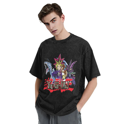 Anime Yu Gi Oh Slifer the Sky Dragon T-Shirt Men O Neck Cotton Washed T Shirts  Short Sleeve Tees Gift Tops Summer Tshirt