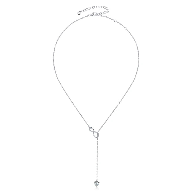 Certified Moissanite Heart Infinite Pendant Necklace Chain for Women S925 Sterling Silver Necklaces Fine Jewelry Gifts