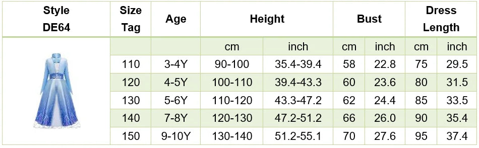 Children Carnival Blue Sequins Elsa Cosplay Dress Girls Elegant Blue Princess Costume Kids Halloween Birthday Party Clothes