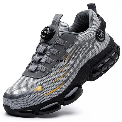 Rotary Button Safety Shoes Men Steel Toe Sneakers Puncture Proof Work Safety Boots Air Cushion Sport Work Shoes Anti-smash Boots