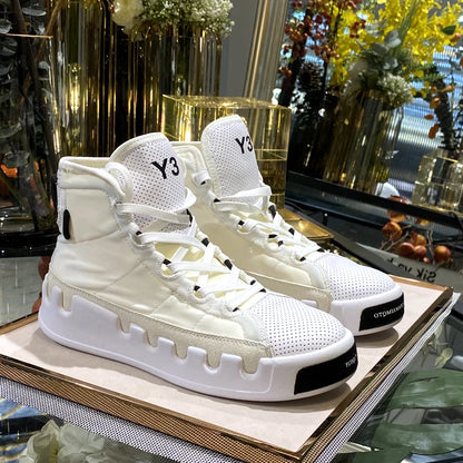 American European Fashion Casual Shoes Men High-top Sneaker Boots Cowhide Comfortable Leather Ankle Boots Lace-up Flat Trainers