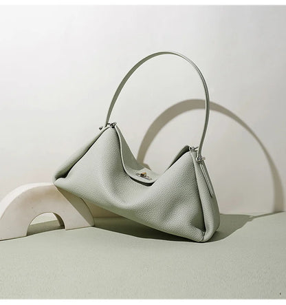 Minimalist Lady Soft Genuine Leather Pillow Crossbody Bag Women's Convertible Shoulder Bags 2026 New Chic Solid Color Handbag