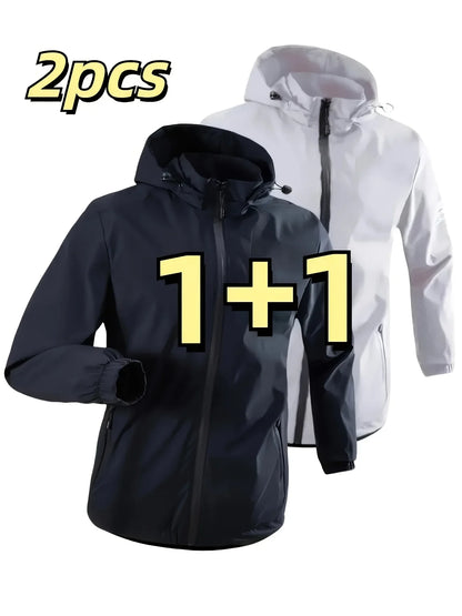 Windproof detachable hooded jacket Korean style trendy loose fashion casual men's jacket