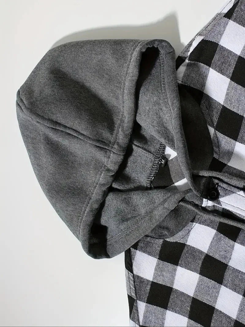 Spring Autumn Men Hoodie Sweatshirt Classic Plaid Casual Button Hooded Long Sleeve coat Double Pockets Hoodie men cardigan Tops