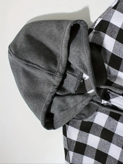 Spring Autumn Men Hoodie Sweatshirt Classic Plaid Casual Button Hooded Long Sleeve coat Double Pockets Hoodie men cardigan Tops