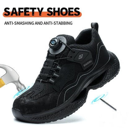 Rotary Buckle Work Sneakers Protective Shoes Safety Industrial Puncture-Proof Anti-smash Steel Toe Shoes