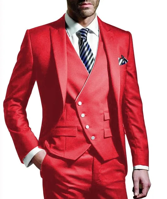 Men wedding Suit Notched Lable Navy Groomsuit Blazer One Button Formal Business Suits Tuxedo ( Blazer+vest+Pant) suits For Men