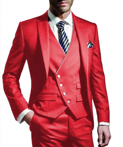 Men wedding Suit Notched Lable Navy Groomsuit Blazer One Button Formal Business Suits Tuxedo ( Blazer+vest+Pant) suits For Men