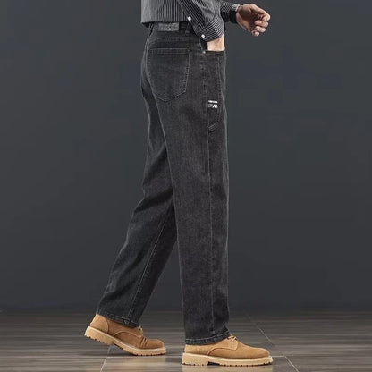 2026 Spring Autumn New Fashion Men Jeans Male Baggy Straight Leg Business Casual Comfortable Plus Size Wide Leg Denim Trousers