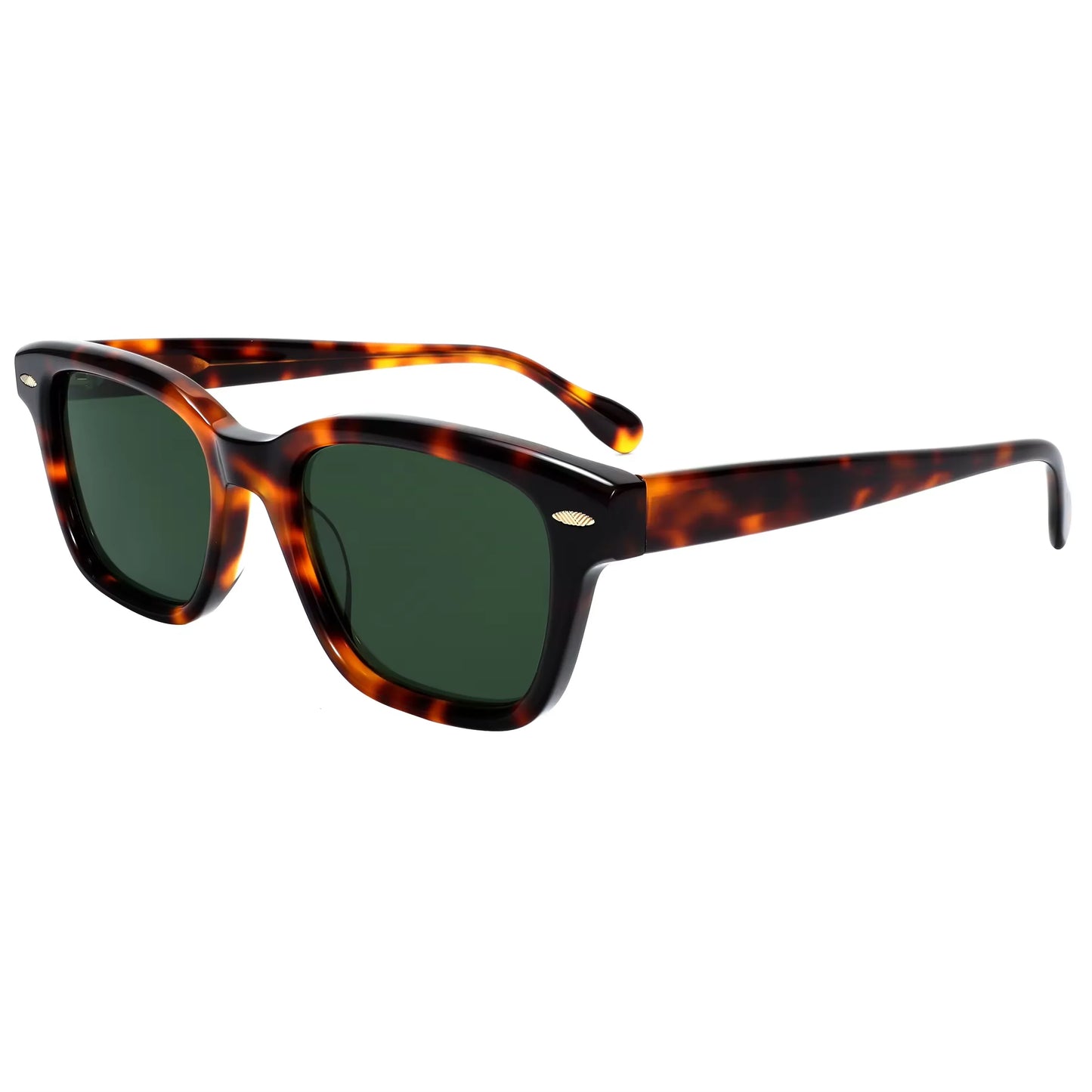 Tortoise Acetate Sunglasses Vintage Rivet G15 UV400 Non Polarized Rectangle Frame Unisex High Quality Sun Glasses
