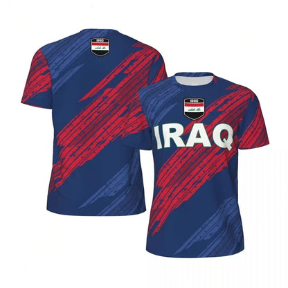 IRAQ Flag 3D Print Sport Quick Dry Breathable Men T-shirt Outdoor Football Jersey Team Fan Loose Short Sleeve Summer Top Clothes