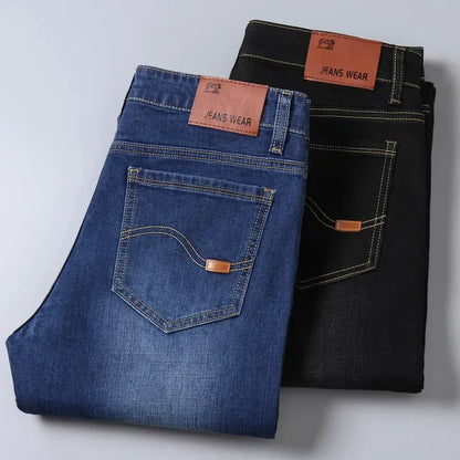 Classic Black Men's Jeans Straight Leg Baggy Plus Size Pants Wear Comfortable Dark Pants Thin Pants for Dad Gift Dad Pants