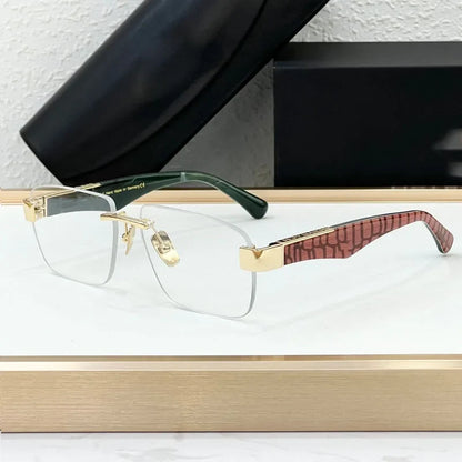Luxury Rimless Sunglasses Irregular Square Alloy Acetate High Street Men Women Handmade in Germany UV400 THE MAGIC III with Case