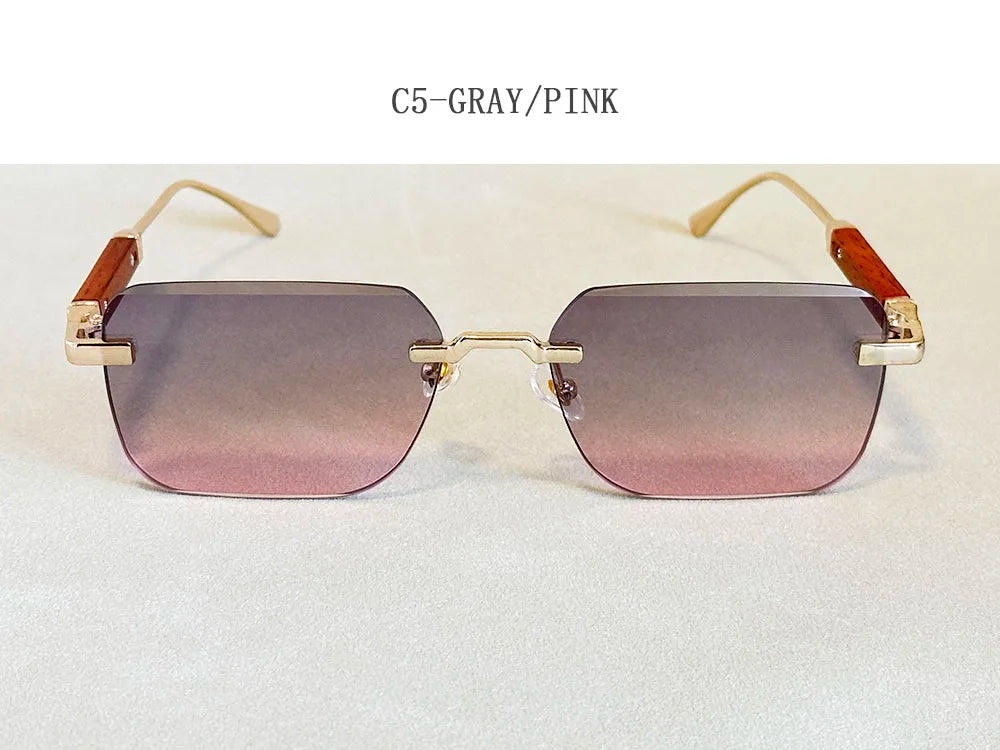 Vintage Square Sunglasses For Men Rimless Sunglasses Women Trendy Retro Fashion Glasses Gafas De Sol Hombre Lunette Soleil Femme