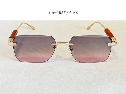 Vintage Square Sunglasses For Men Rimless Sunglasses Women Trendy Retro Fashion Glasses Gafas De Sol Hombre Lunette Soleil Femme