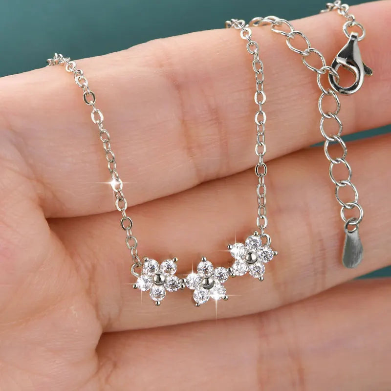 GRA Certified D VVS1 Moissanite Diamond Sweet Mini Flower Pendant Necklace for Women Chain Neck Jewelry Gifts Collares