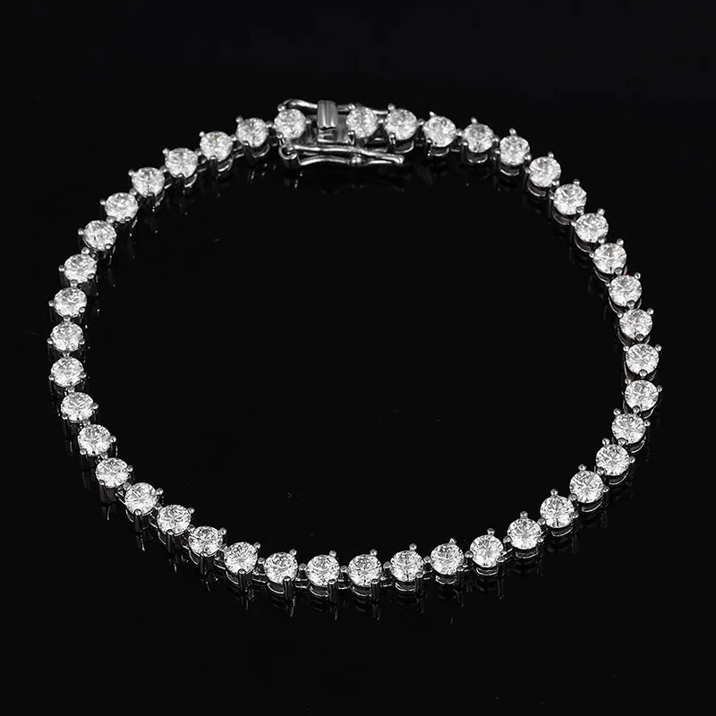 3 Claw 2.5/3mm Full D Color Moissanite Diamond Tennis Bracelet Hidden Buckle for Women Man 925 Silver Link Chain Bracelets