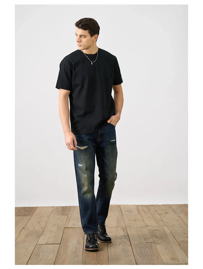 2026 Summer New Oversize 310gsm 100% Cotton T-shirts Men Quality Breathable Solid Color Comfortable Tops