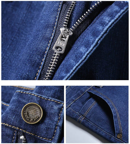 Men Fashion Straight Jeans Mens 2024 New Stretch Slim Fit Pants Comfortable Soft Business Denim Trousers Male Brand Clothing