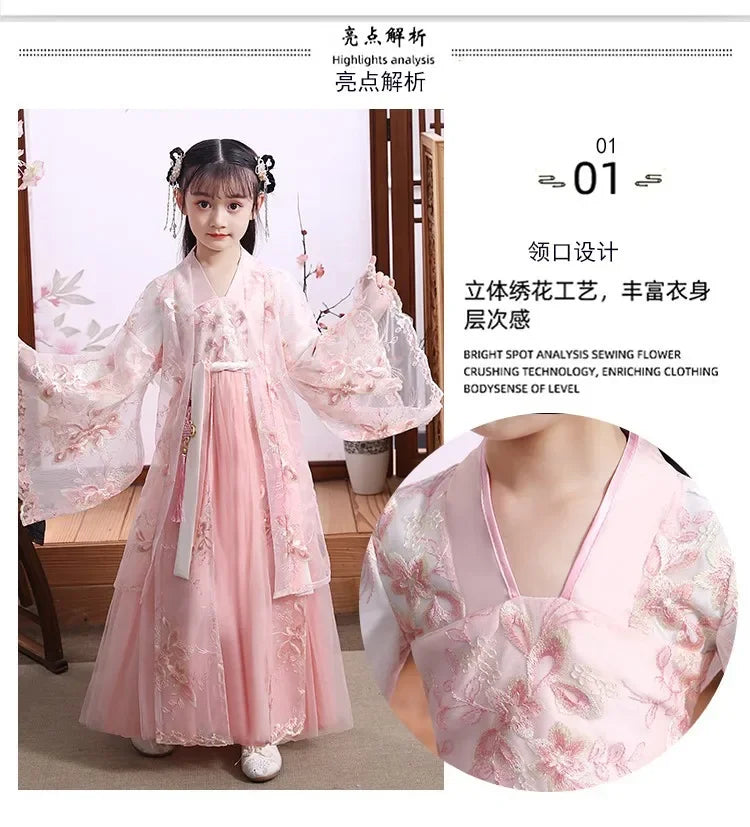 Girl Modern Hanfu Chinese Style Dress Halloween Fairy Kids Clothes Vestidos Traditional Cosplay Children Costume Girls Dresses