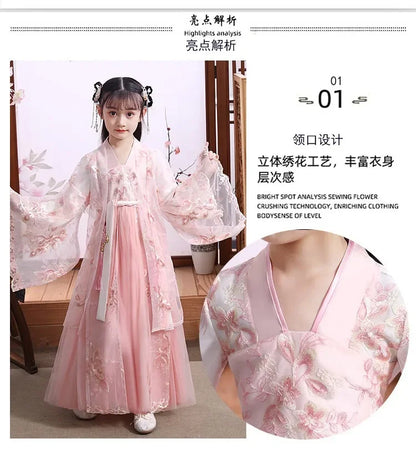 Girl Modern Hanfu Chinese Style Dress Halloween Fairy Kids Clothes Vestidos Traditional Cosplay Children Costume Girls Dresses