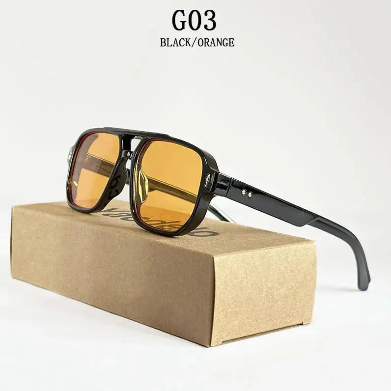 Square Sunglass Men Retro Vacation Yellow Sunglasses Women Trendy Vintage Fashion Glasses Luxury Gafas De Sol Hombre Zonnebril
