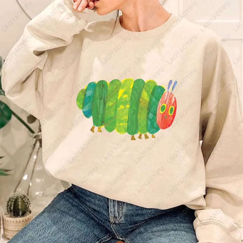 The Very Hungry Caterpillar Sweatshirt Cute Fnny Hungry Caterpillar Bookish Pullovers Man Women Retro Trend Cool Street Hoodies
