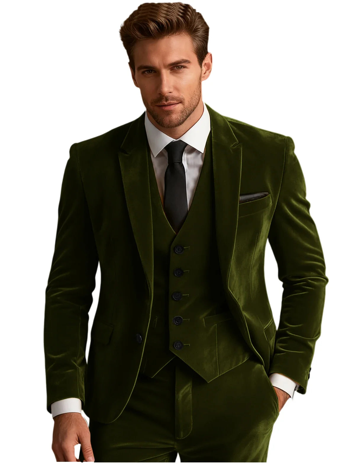 Elegant Wedding Men's Suit Business Tuxedos Formal 3 Piece Set Jacket Vest Pants Single Breasted Men Sport Coats Blazers