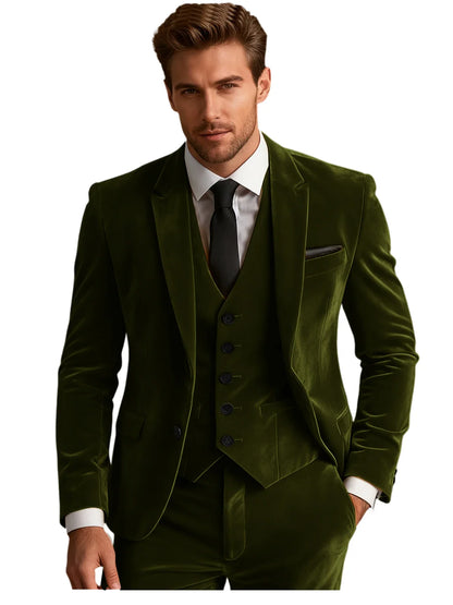 Elegant Wedding Men's Suit Business Tuxedos Formal 3 Piece Set Jacket Vest Pants Single Breasted Men Sport Coats Blazers