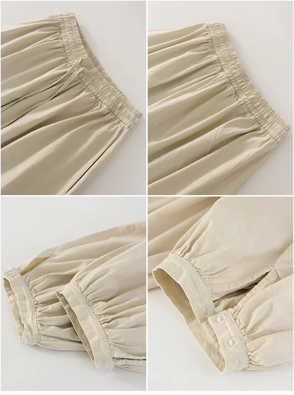 Summer Cotton Oversized Pants For Women Blue Baggy Aladdin Trousers Elastic Bloomers Navy Blue Cropped Lantern Harem Pants Woman