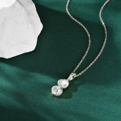 GRA Certified 1CT Moissanite Round Pendant Necklaces for Women 925 Sterling Silver Fine Jewelry Chains for Wedding Gift