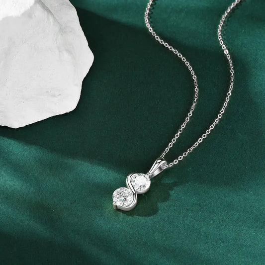 GRA Certified 1CT Moissanite Round Pendant Necklaces for Women 925 Sterling Silver Fine Jewelry Chains for Wedding Gift
