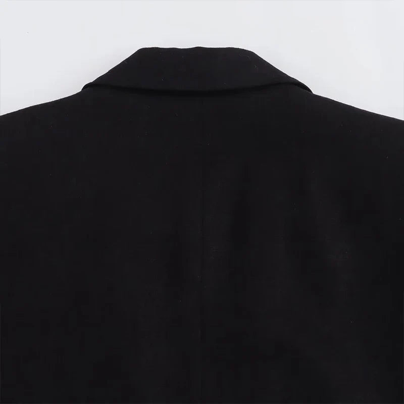 Women Fashion With Pockets Solid Blazer Vintage Notched Neck Long Sleeves Female Chic Lady Outfits