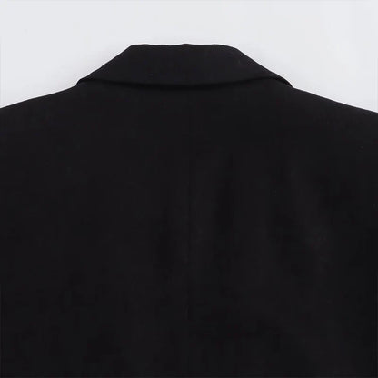 Women Fashion With Pockets Solid Blazer Vintage Notched Neck Long Sleeves Female Chic Lady Outfits