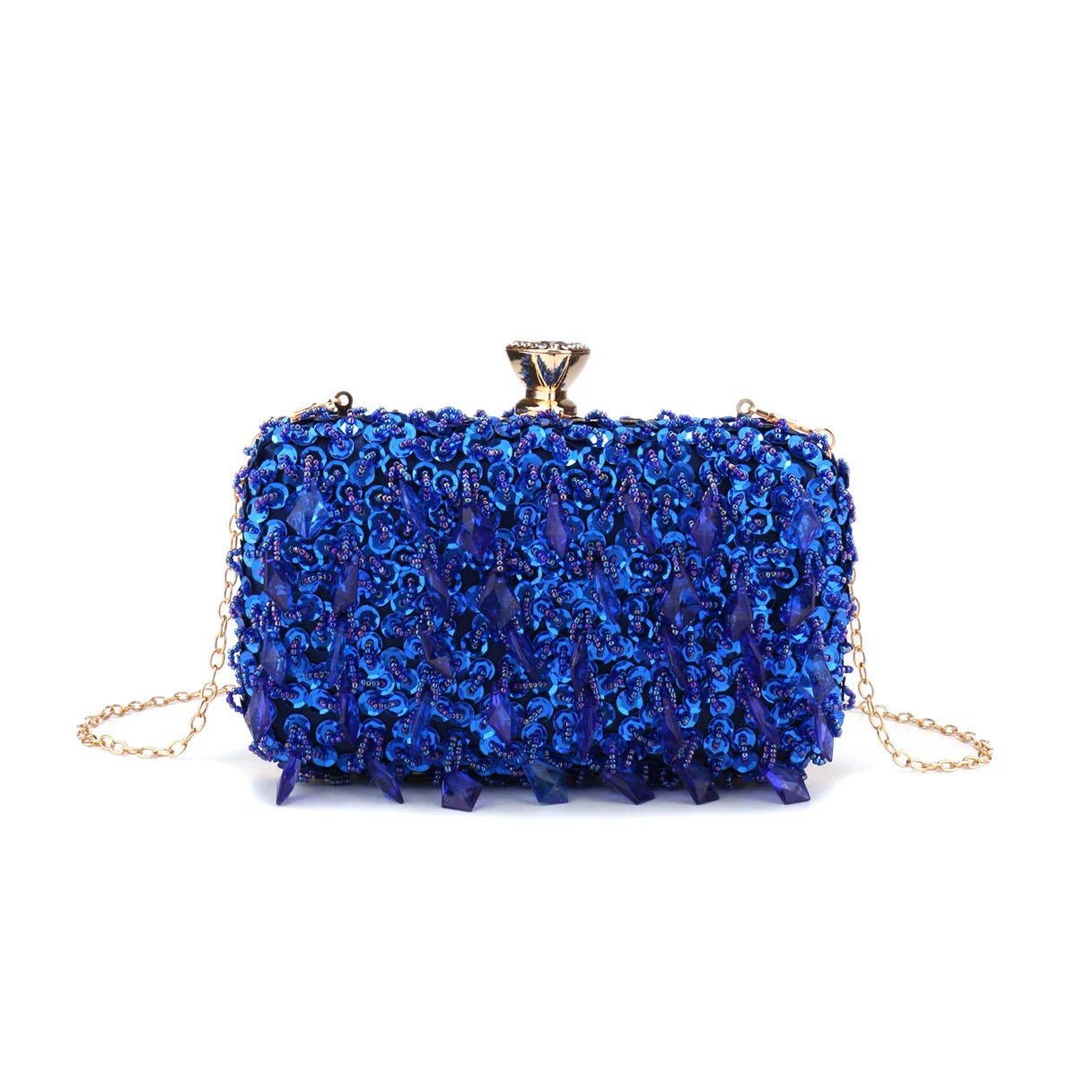 Glitter Party Dinner Evening Bags Purple Color Tassel Acrylic Clutch Bags Flap Fashion Metal Chain Diamonds Handbags Beading