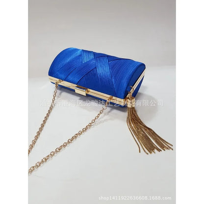 Silky Satin Tassel Banquet Bag, Women Elegant Chain Evening Clutch, Cheongsam Fashion Handbag